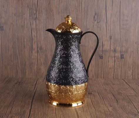 ストック ロイヤル ブラック ゴールド アラビアン ガラス ラインナー キャリーフ ポルセラン カワ カップ 1L お茶 カフェ ケトル セット ダラ ポット アラビアン カフェ 掃除瓶