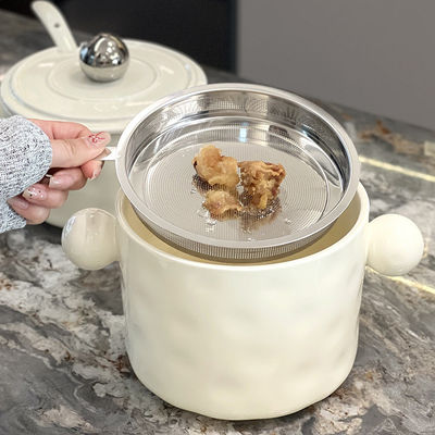 スタイリッシュな1000ml セラミックヌードル ボウル 双柄とステンレス 蓋