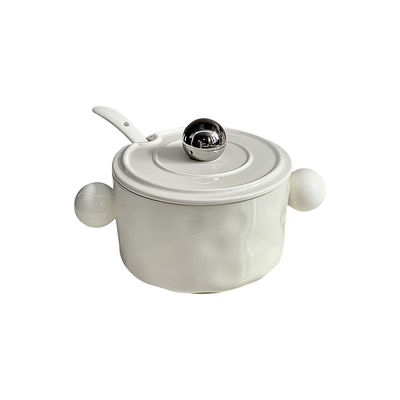 スタイリッシュな1000ml セラミックヌードル ボウル 双柄とステンレス 蓋