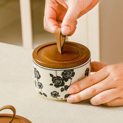 200ml レトロ フローラル セラミック 食品 茶 密閉 PC デザイン 皿 と ボウル