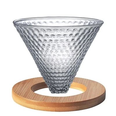 600ml シェア ドリップガラス カフェポット 木製のハンドル 耐熱 コーヒーメーカーに注ぐ