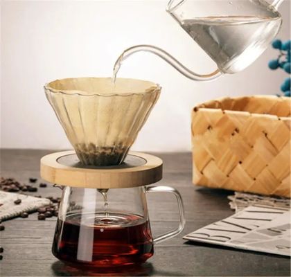 600ml シェア ドリップガラス カフェポット 木製のハンドル 耐熱 コーヒーメーカーに注ぐ