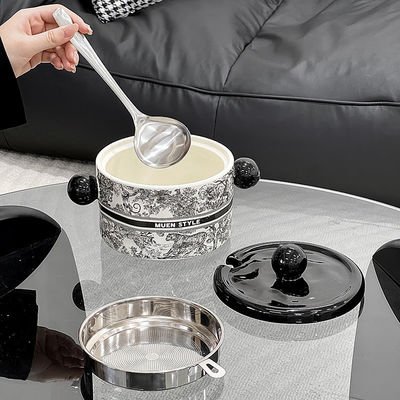 円周性 セラミック ボウル 蓋付き ポルセラン デザイン ヨーロッパ マイクロ波容器 食品容器 オーダーメイド ロゴ