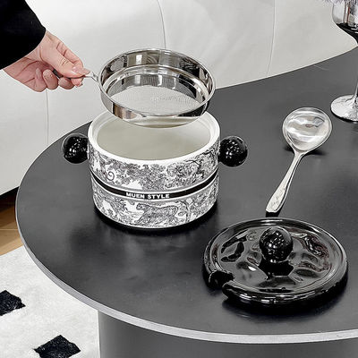 円周性 セラミック ボウル 蓋付き ポルセラン デザイン ヨーロッパ マイクロ波容器 食品容器 オーダーメイド ロゴ