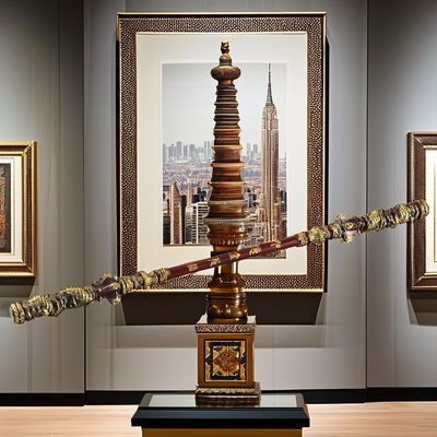 35CM フルメタルモンキーキング ルーイ 記念記念日用のゴールデンフープ飾りモデル