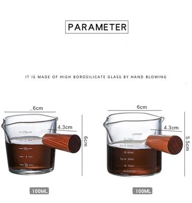 普通のボトルタイプ カスタム 100ml ボロシリケート 透明ガラス コーヒーポットとティーカップを測定