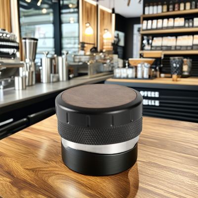 NO 51mm/53mm 高さ調節可能 エスプレッソ タムパー ウォールナッツ木とステンレス鋼のデザイン