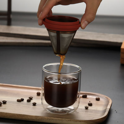 ユニセックス 携帯透明ガラス カフェポットとティーセット 1人用 折りたたみ機能