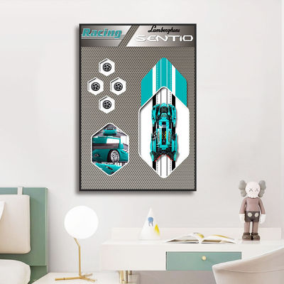 オーダーメイドサイズ 現代の3Dブロック 車壁画 レストランやベッドサイドの装飾に掛ける