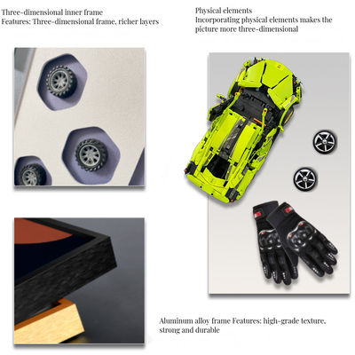 オーダーメイドサイズ 現代の3Dブロック 車壁画 レストランやベッドサイドの装飾に掛ける