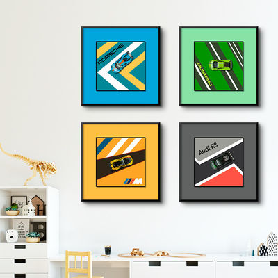 オーダーメイドサイズ 現代の合金車 掛け絵 子供の寝室 ギャラリー 壁セット