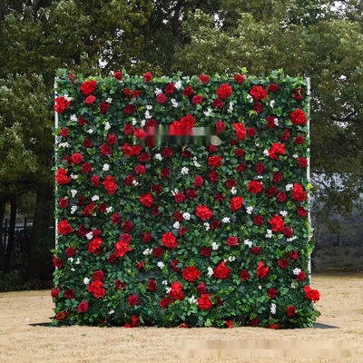 3D布の花の壁とシミュレーションされた緑の花