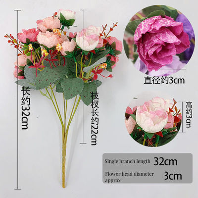 美しいカラフルな21 ダイヤモンドのバラ 秋の花束 30cm 人工花の中心