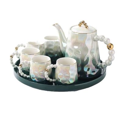 モダンスタイル バンブー素材 ピンク シェル形 セラミック コーヒーカップ プレイス セット 午後茶