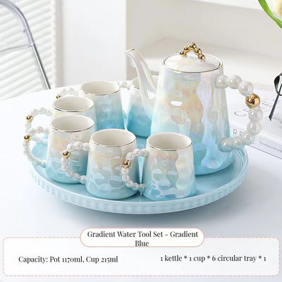 1300ml ボリューム ピンク パール シェル セラミック カフェ カップ と サウザー セット モダン シャイック デザイン