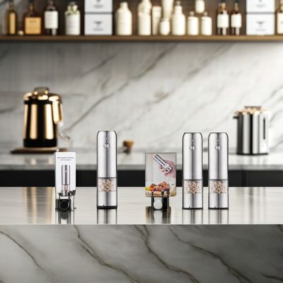 セラミック・バー・コアで塩・ペッパー・ミール ステンレス・スチール ミニ電気磨機セット