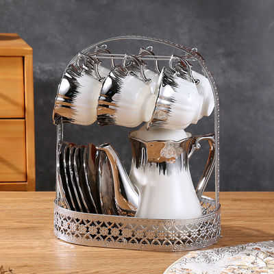 陶器 ヨーロッパ エレガント ホーム お茶 集 500ml ポルセラン ゴールド アクセント ティーポット カップ