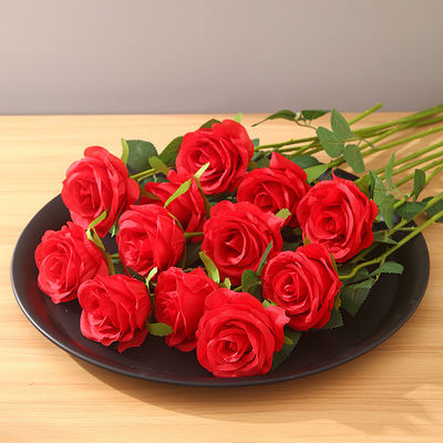 30cm オーダーメイド 赤白 人工 単一の ベルヴェット ローズ リアル タッチ イベント 飾り付け