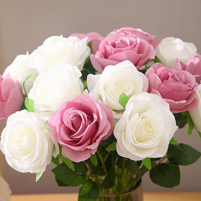 30cm オーダーメイド 赤白 人工 単一の ベルヴェット ローズ リアル タッチ イベント 飾り付け