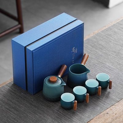 木とガラスの茶碗 お茶カップセット 伝統的な功夫茶の儀式体験