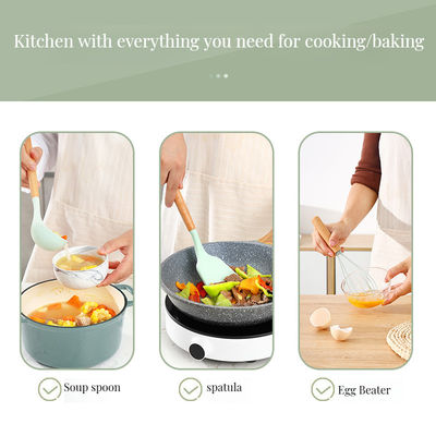 ピンクと緑のシリコン キッチン用具セット