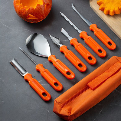 ハロウィーンの10点の南瓜彫刻キット 野菜彫刻のための耐久性のある金属の手道具