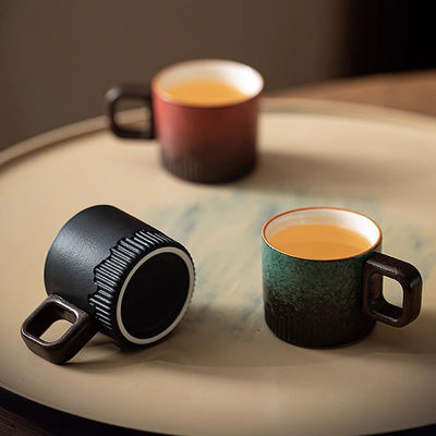 ノルディック コンパクト セラミック カフェカップ 50ml カントリーデザインと木製のハンドル
