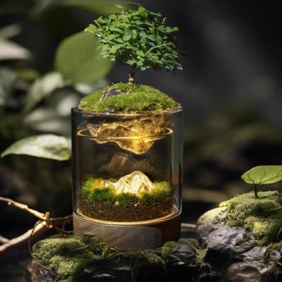 ブラッシュウッド 植物 繊維 ガラス 温室 ランプ 現代のボンサイ 床/ショッピングモール 装飾