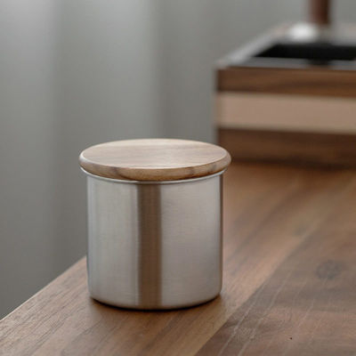 スタイリッシュ ステンレス コーヒー 貯蔵器 11/12/13/14cm カスタマイズ 色の木製蓋