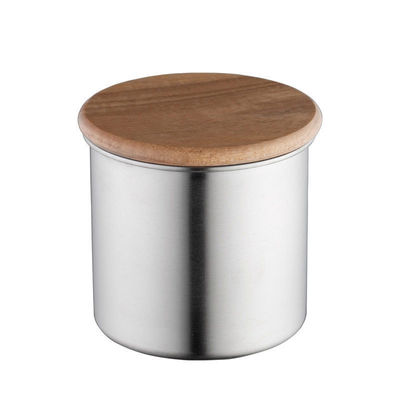 1L バンブー 食品 ステンレス スチール 真空缶 木製 蓋 マイクロウェーブ 彫刻 コーヒー 茶 調味料 貯蔵
