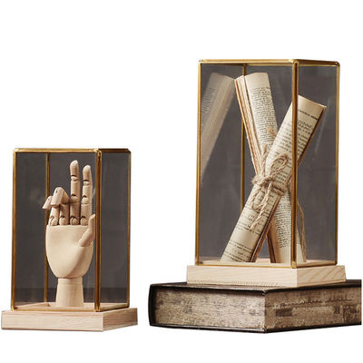 すべてのフェスティバル 壁掛け ノスタルジーデザイン グラスディスプレイボックス 木製ベース