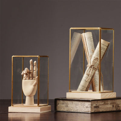 すべてのフェスティバル 壁掛け ノスタルジーデザイン グラスディスプレイボックス 木製ベース