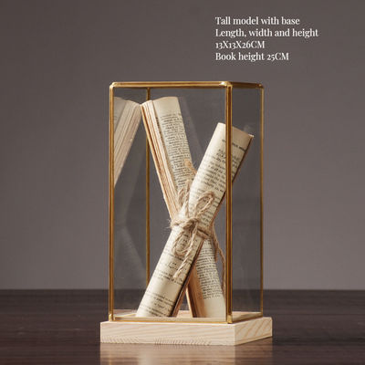 ブラス 壁 木製 ベース ガラス ディスプレイ ボックス 家庭 装飾 用 カスタマイズ 色のサイズ