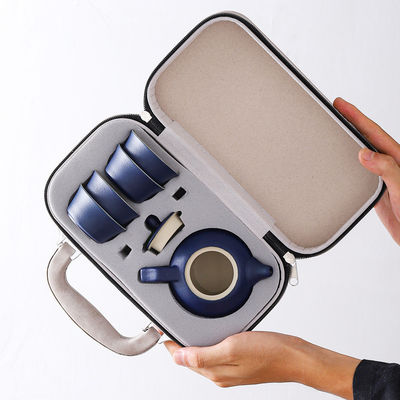 オーダーメイドロゴ セラミック陶器 旅行用茶セット 再利用可能なトレイとティーカップ 200ml容量