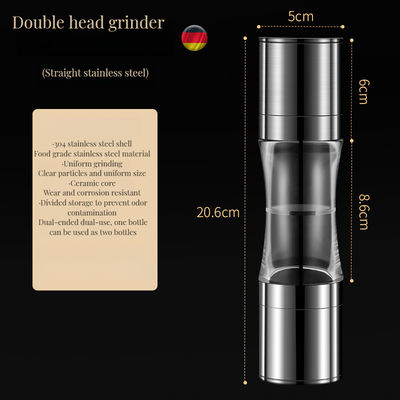 スタッドレスタイヤで再充填可能な粗さ設定の黒い竹塩とペッパーミール