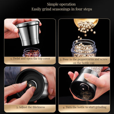 4インチステンレススタール 塩や胡桃のシェーカー 持続可能な竹 銀 メラミンの設計