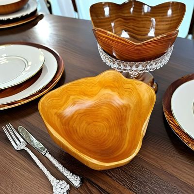 農家の装飾 木造彫刻皿と果物キャンディーナッツとボウル 器具 田舎