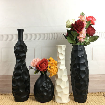 16インチ高さ スリムセラミック石器 花瓶 白灰色マット テーブルポット