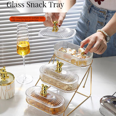 ミニマリスト様式 3階建ての鹿にインスピレーションを受けたガラス用品トレイ