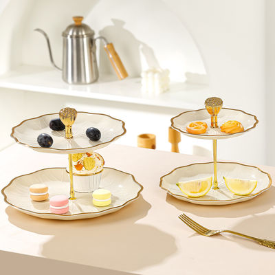 ロマンチックな触覚 3階層セラミックプレート ホワイトデザートスタンド クリスマスパーティー用品