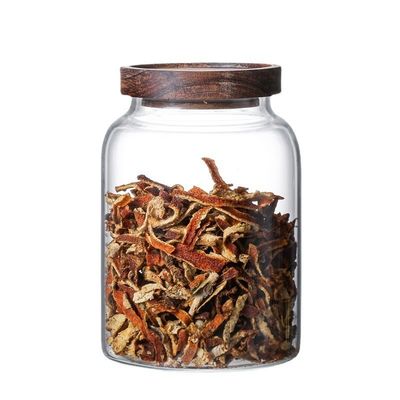 大型ガラス瓶と木製蓋付きの古典的なデザインの便利な食材調味料容器