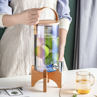 木製のブレーキット水槽 デラックスガラスディスペンサー レモンジュース お茶 カフェパーティーの理想的な
