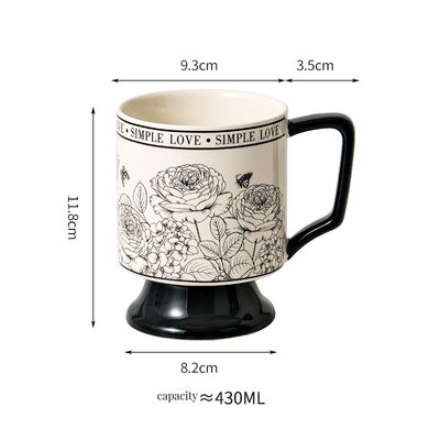 魅力的なレトロセラミック 飲み物 スプーン付カップ 家庭用オフィスやカフェに最適