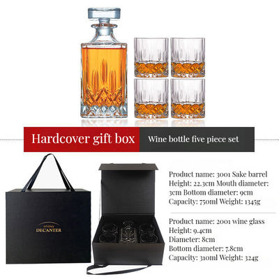 鉛のない水晶デカンターとカスタマイズされたロゴのクラシックロックスタイルのウイスキーグラス