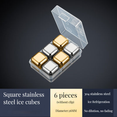 量 2 滑り切れないタングとトレイ付き,再利用可能なステンレス鋼のウイスキー冷却石