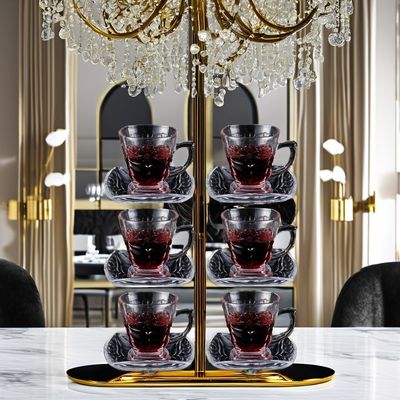 135ml 容量 クラシックデザイン ソーダライム グラスカップ コーヒー・ティーセット用 プレートセット