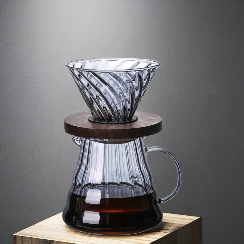 大人のポータブル カプチーノ コーヒー 滴水器 セット 木製 スタンド と ガラス フンネル