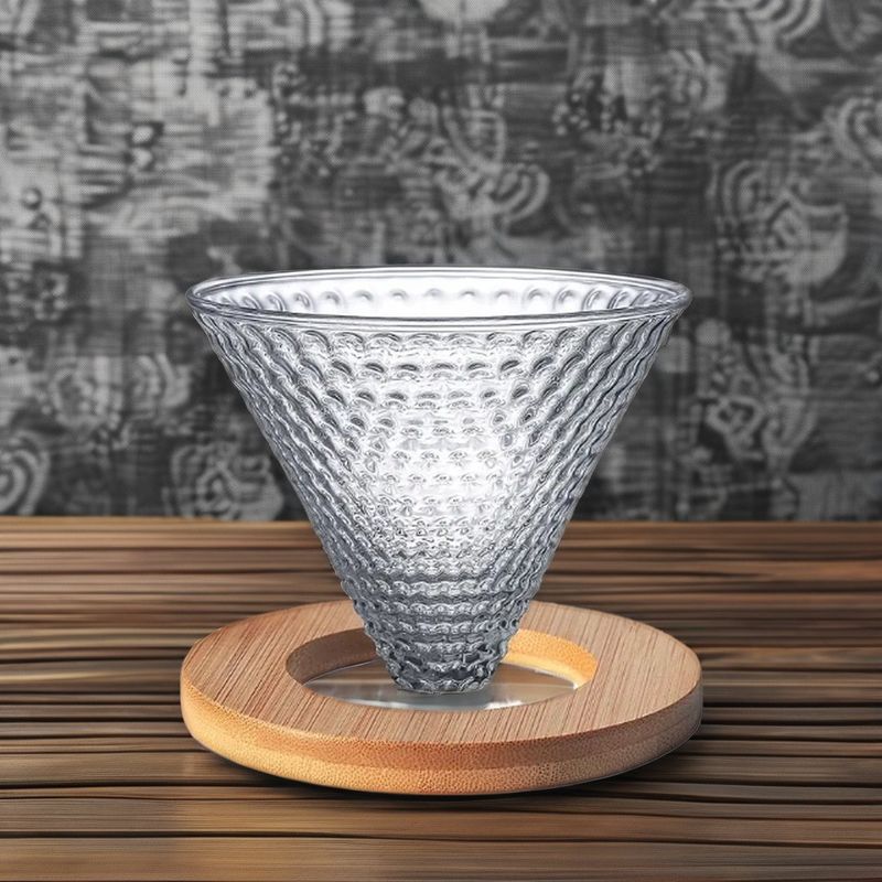 600ml シェア ドリップガラス カフェポット 木製のハンドル 耐熱 コーヒーメーカーに注ぐ