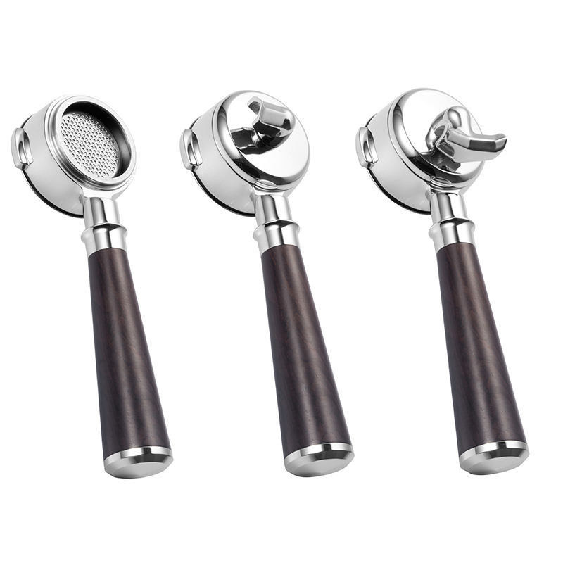 カフェ ポータフィルター 再利用可能 シングル ダブル スプート 2 カップ 底のないバスケット 木のハンドル E61 キッチン