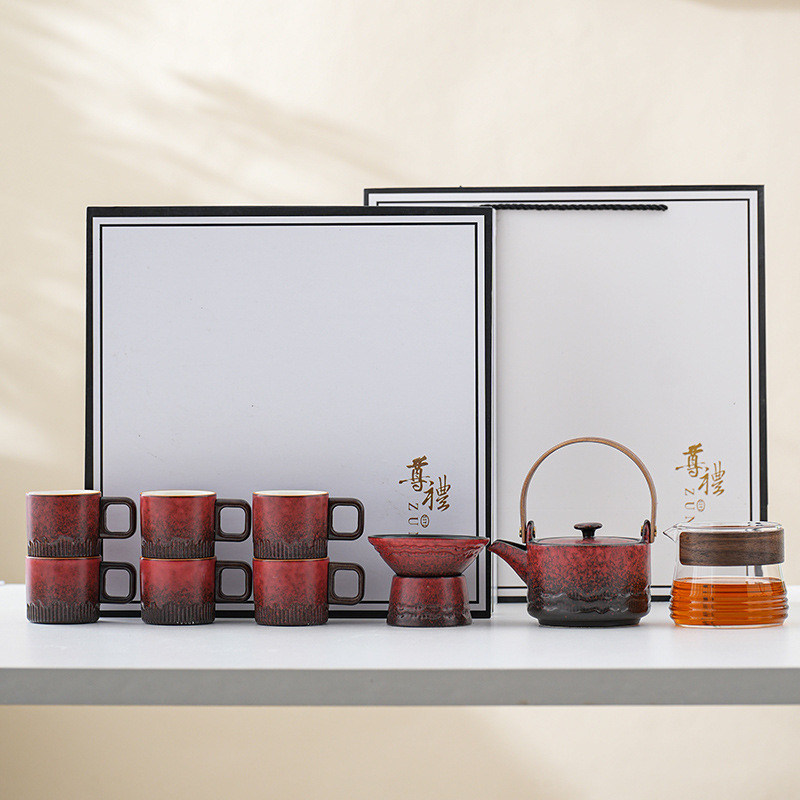 木製のハンドルとグラデントグラゼをカスタマイズしたロゴとセラミックポルセランコーヒーカップセット